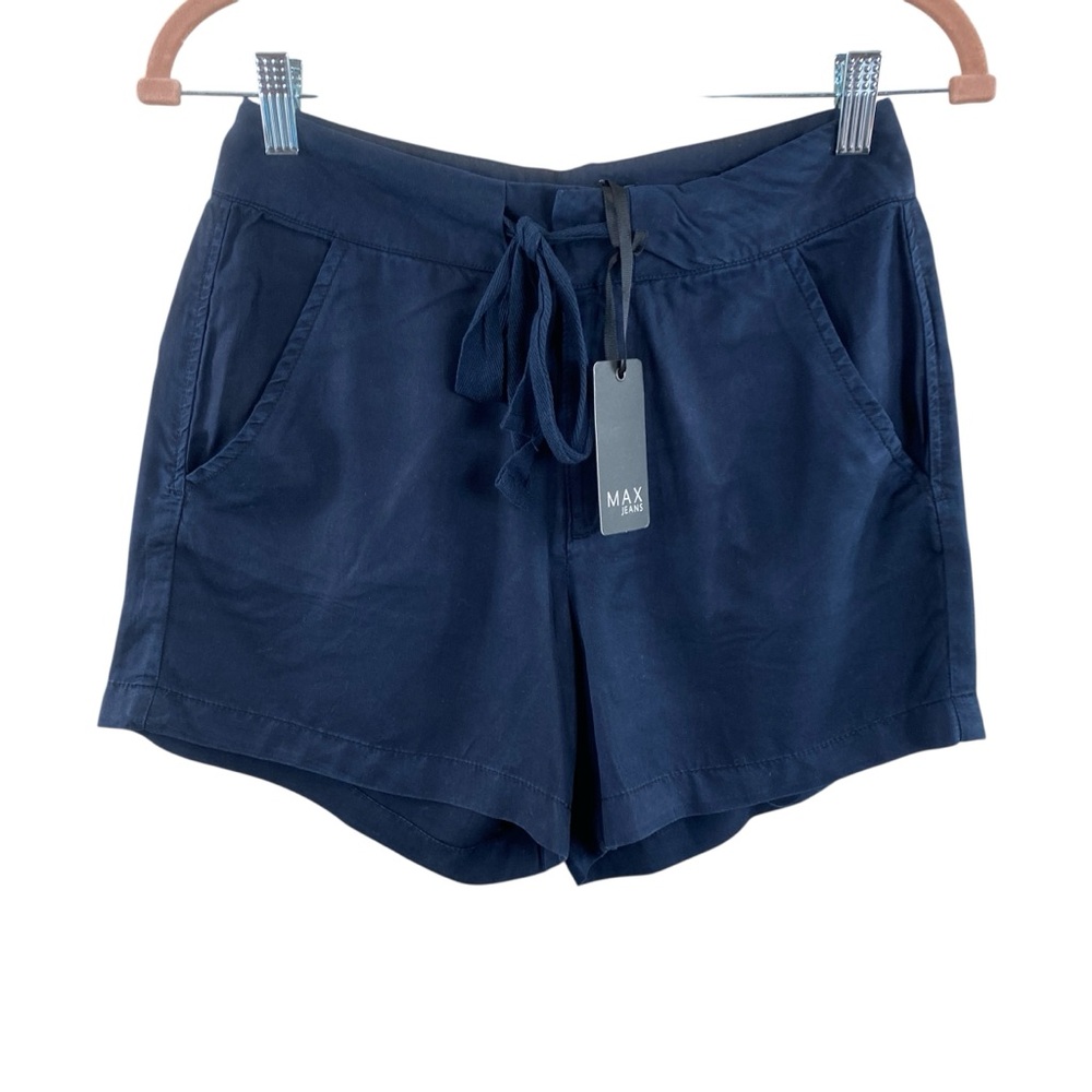 MAX Jeans Women's High‎ Waist Navy 100% Tencel Trouser Shorts Sz 2